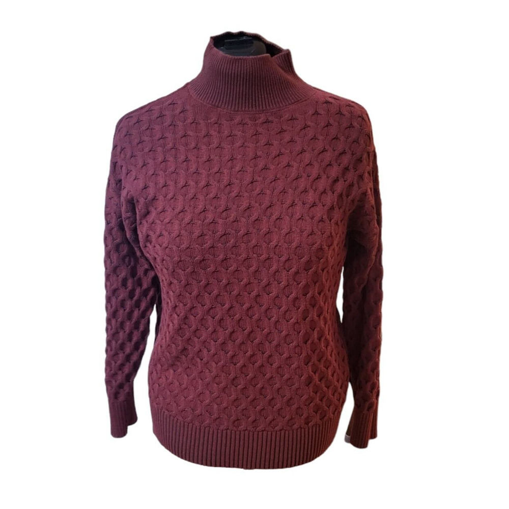 Knox Rose burgundy knit long sleeve turtleneck sweater, size m